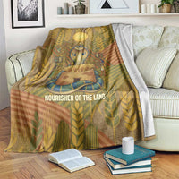 Renenutet Golden Cobra Blanket with Wheat Motif in Egyptian Agricultural Theme