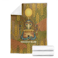 Renenutet Golden Cobra Blanket with Wheat Motif in Egyptian Agricultural Theme
