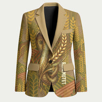 Renenutet Golden Cobra Blazer with Wheat Motif in Egyptian Agricultural Theme
