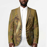 Renenutet Golden Cobra Blazer with Wheat Motif in Egyptian Agricultural Theme