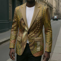 Renenutet Golden Cobra Blazer with Wheat Motif in Egyptian Agricultural Theme