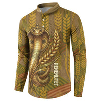 Renenutet Golden Cobra Button Sweatshirt with Wheat Motif in Egyptian Agricultural Theme