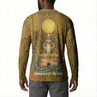 Renenutet Golden Cobra Button Sweatshirt with Wheat Motif in Egyptian Agricultural Theme