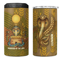 Renenutet Golden Cobra 4 in 1 Can Cooler Tumbler with Wheat Motif in Egyptian Agricultural Theme