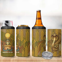 Renenutet Golden Cobra 4 in 1 Can Cooler Tumbler with Wheat Motif in Egyptian Agricultural Theme