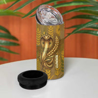Renenutet Golden Cobra 4 in 1 Can Cooler Tumbler with Wheat Motif in Egyptian Agricultural Theme