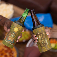 Renenutet Golden Cobra 4 in 1 Can Cooler Tumbler with Wheat Motif in Egyptian Agricultural Theme