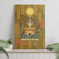 Renenutet Golden Cobra Canvas Wall Art with Wheat Motif in Egyptian Agricultural Theme