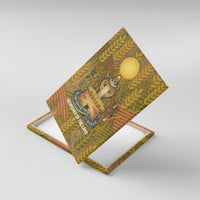 Renenutet Golden Cobra Canvas Wall Art with Wheat Motif in Egyptian Agricultural Theme