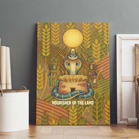 Renenutet Golden Cobra Canvas Wall Art with Wheat Motif in Egyptian Agricultural Theme