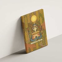 Renenutet Golden Cobra Canvas Wall Art with Wheat Motif in Egyptian Agricultural Theme