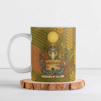 Renenutet Golden Cobra Ceramic Mug with Wheat Motif in Egyptian Agricultural Theme