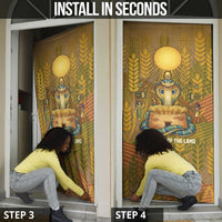 Renenutet Golden Cobra Door Cover with Wheat Motif in Egyptian Agricultural Theme
