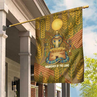 Renenutet Golden Cobra Garden Flag with Wheat Motif in Egyptian Agricultural Theme