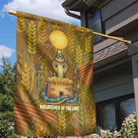 Renenutet Golden Cobra Garden Flag with Wheat Motif in Egyptian Agricultural Theme