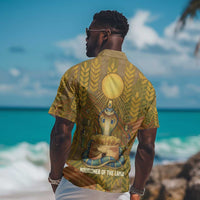 Renenutet Golden Cobra Hawaiian Shirt with Wheat Motif in Egyptian Agricultural Theme