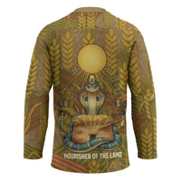 Renenutet Golden Cobra Hockey Jersey with Wheat Motif in Egyptian Agricultural Theme