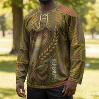 Renenutet Golden Cobra Hockey Jersey with Wheat Motif in Egyptian Agricultural Theme