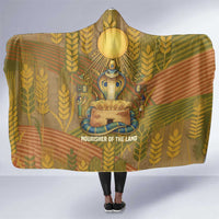 Renenutet Golden Cobra Hooded Blanket with Wheat Motif in Egyptian Agricultural Theme