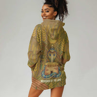 Renenutet Golden Cobra Hoodie Dress with Wheat Motif in Egyptian Agricultural Theme