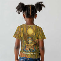 Renenutet Golden Cobra Kid T shirt with Wheat Motif in Egyptian Agricultural Theme