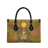 Renenutet Golden Cobra Leather Bag with Wheat Motif in Egyptian Agricultural Theme