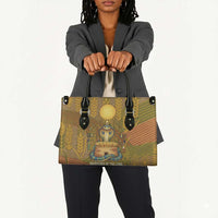 Renenutet Golden Cobra Leather Bag with Wheat Motif in Egyptian Agricultural Theme