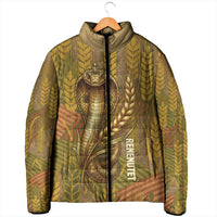 Renenutet Golden Cobra Padded Jacket with Wheat Motif in Egyptian Agricultural Theme