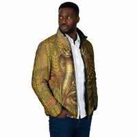 Renenutet Golden Cobra Padded Jacket with Wheat Motif in Egyptian Agricultural Theme