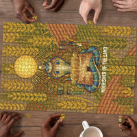 Renenutet Golden Cobra Puzzle with Wheat Motif in Egyptian Agricultural Theme