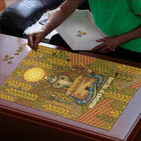 Renenutet Golden Cobra Puzzle with Wheat Motif in Egyptian Agricultural Theme