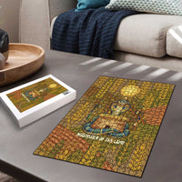 Renenutet Golden Cobra Puzzle with Wheat Motif in Egyptian Agricultural Theme
