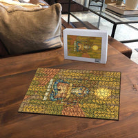 Renenutet Golden Cobra Puzzle with Wheat Motif in Egyptian Agricultural Theme