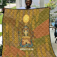 Renenutet Golden Cobra Quilt with Wheat Motif in Egyptian Agricultural Theme