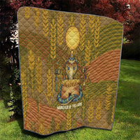 Renenutet Golden Cobra Quilt with Wheat Motif in Egyptian Agricultural Theme
