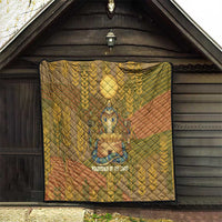 Renenutet Golden Cobra Quilt with Wheat Motif in Egyptian Agricultural Theme