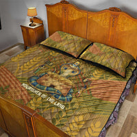 Renenutet Golden Cobra Quilt Bed Set with Wheat Motif in Egyptian Agricultural Theme