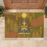 Renenutet Golden Cobra Rubber Doormat with Wheat Motif in Egyptian Agricultural Theme
