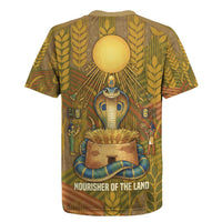 Renenutet Golden Cobra Rugby Jersey with Wheat Motif in Egyptian Agricultural Theme