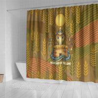Renenutet Golden Cobra Shower Curtain with Wheat Motif in Egyptian Agricultural Theme