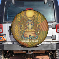 Renenutet Golden Cobra Spare Tire Cover with Wheat Motif in Egyptian Agricultural Theme