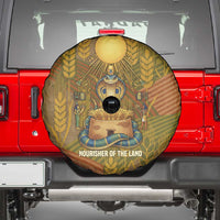 Renenutet Golden Cobra Spare Tire Cover with Wheat Motif in Egyptian Agricultural Theme