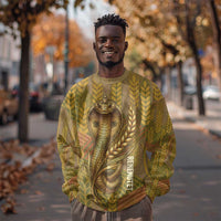 Renenutet Golden Cobra Sweatshirt with Wheat Motif in Egyptian Agricultural Theme