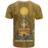 Renenutet Golden Cobra T shirt with Wheat Motif in Egyptian Agricultural Theme