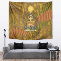 Renenutet Golden Cobra Tapestry with Wheat Motif in Egyptian Agricultural Theme