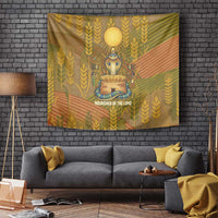Renenutet Golden Cobra Tapestry with Wheat Motif in Egyptian Agricultural Theme