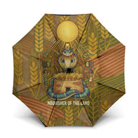 Renenutet Golden Cobra Umbrella with Wheat Motif in Egyptian Agricultural Theme