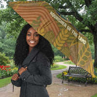 Renenutet Golden Cobra Umbrella with Wheat Motif in Egyptian Agricultural Theme