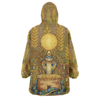 Renenutet Golden Cobra Wearable Blanket Hoodie with Wheat Motif in Egyptian Agricultural Theme