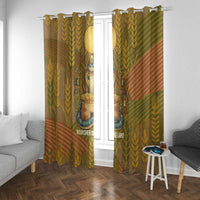 Renenutet Golden Cobra Window Curtain with Wheat Motif in Egyptian Agricultural Theme